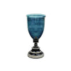 GLASS HURRICANE ON BONE BASE - Lapis Globe, Black Gloss & Camel Bone Base