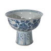 STEMMED CERAMIC CRANE SERVING BOWL - Blue & White