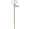 SWING ARM BRASS BAMBOO STANDING LAMP - WHITE SHADE