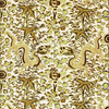 FORBIDDEN CITY - INDOOR FABRIC SAMPLE - DRAGON GREEN ON IVORY