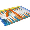 LUCITE BACKGAMMON SET - TURQUOISE AND ORANGE