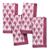 SET OF 4 COTTON BLOCK PRINT FEATHER NAPKIN - FUCHSIA
