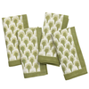 SET OF 4 COTTON BLOCK PRINT FEATHER NAPKIN - MOSS