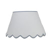 SCALLOPED WHITE RAFFIA SHADE WITH RIBBON EDGE - Blue