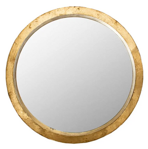 LARGE MODERN ROUND GILT MIRROR WITH PATINA