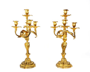 PAIR OF FRENCH GILT ORMOLU CANDELABRA