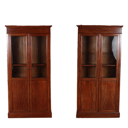 PAIR 19TH C LOUIS PHILIPPE MAHOGANY BOOKCASES WITH DOORS