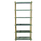 JANSEN STYLE SIX SHELF BRASS AND GLASS ETAGERE