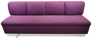 UPHOLSTERED AUBERGINE BANQUETTE WITH CHROME DETAIL