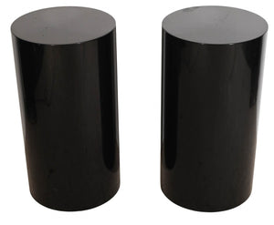 PAIR OF BLACK CYLINDRICAL PEDESTALS