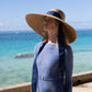 Geranium Sun Hat - Long Coral Grosgrain Ribbon