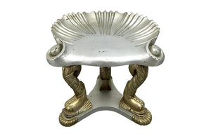 LARGE VINTAGE GROTTO GILT SILVER BENCH