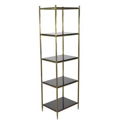 VINTAGE BRASS ETAGERE WITH FIVE GRANITE SHELVES