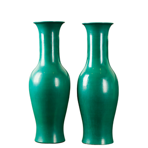 PAIR OF JADE GREEN PORCELAIN JAPANESE VASES