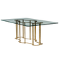MID CENTURY MASTERCRAFT BRASS AND GLASS  DINING TABLE WITH FAUX BAMBOO BASE