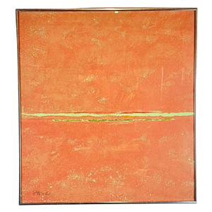 ABSTRACT TANGERINE COLORED SCREENPRINT FRAMED AND SIGNED STAMOS