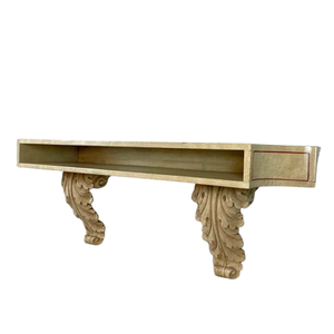 FAUX STONE WALL MOUNT CONSOLE WITH LEAF DETAIL