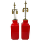 PAIR OF RED GLAZED CERAMIC MID CENTURY MODERN LAMPS