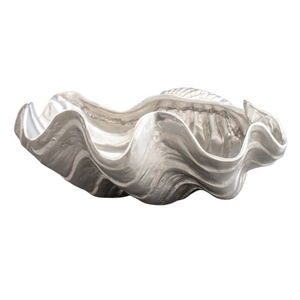 LARGE VINTAGE SILVERY CLAM SHELL
