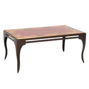 VINTAGE COFFEE TABLE WITH PAINTED METAL TOP IN CLASSICAL MOTIF