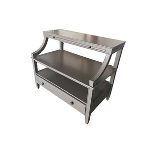 GRAY NIGHTSTAND WITH SHELF AND DRAWER