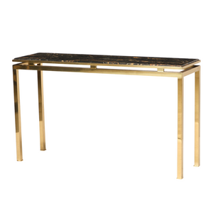 CONTEMPORARY MARBLE TOPPED BRASS CONSOLE TABLE