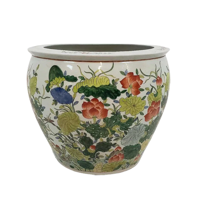 LARGE CHINOISERIE PORCELAIN FISHBOWL PLANTER
