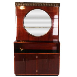 ART DECO STYLE MAHOGANY 2 PIECE CABINET WITH MIRROR