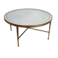 MAISON JANSEN STYLE ROUND GILT COFFEE TABLE WITH STENCILED MIRRORED TOP