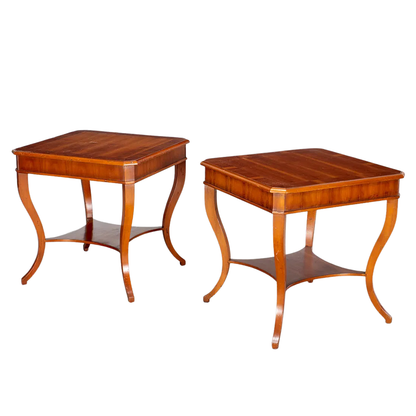 PAIR OF ALFONSO MARINA TWO TIER SIDE TABLES WITH SHAPED LEGS