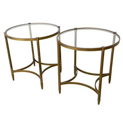 PAIR OF NEOCLASSICAL STYLE GILT METAL AND GLASS SIDE TABLES