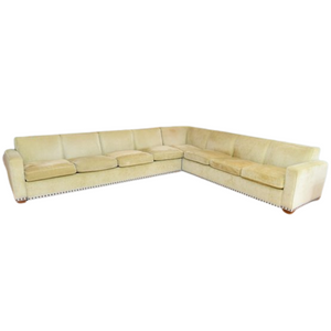 NEUTRAL EDWARD FERRELL NAIL HEAD UPHOLSTERED SECTIONAL SOFA