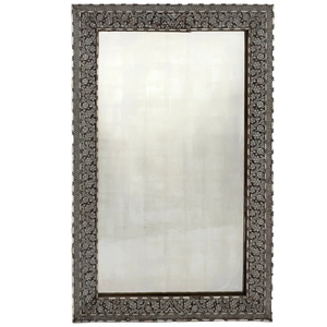 VINTAGE BONE INLAY MIRROR WITH FLORAL MOTIF