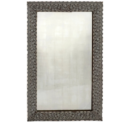 VINTAGE BONE INLAY MIRROR WITH FLORAL MOTIF