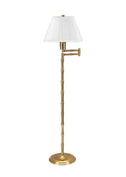 SWING ARM BRASS BAMBOO STANDING LAMP