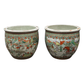 PAIR OF CHINESE FAMILLE VERTE FISHBOWL PLANTERS