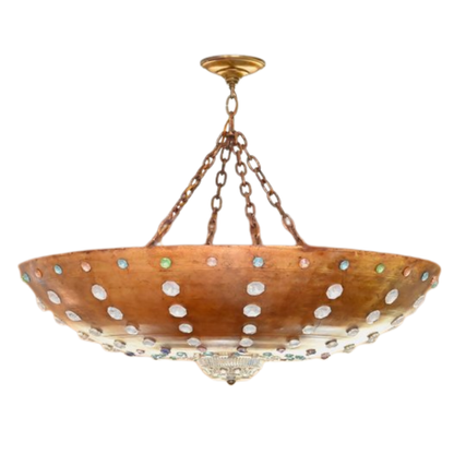 FRENCH STYLE GILT AND CRYSTAL SIX LIGHT PLAFONNIER