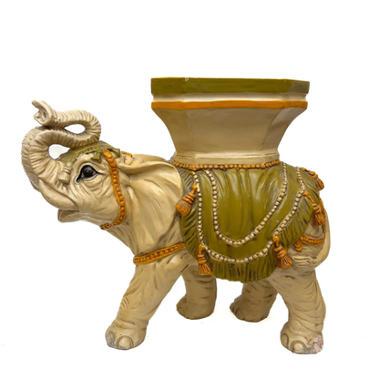 VINTAGE SINGLE CEREMONIAL ELEPHANT GLAZED GARDEN STOOL