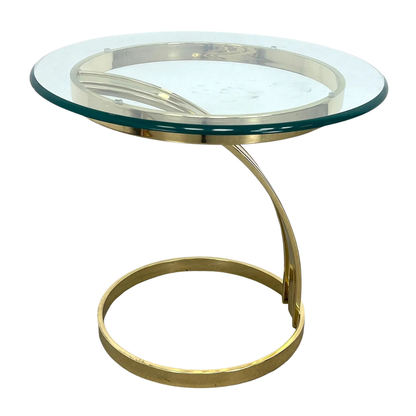 BRASS AND GLASS MILO BAUGHMAN STYLE SIDE TABLE