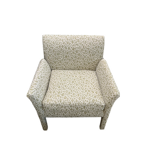 PAIR OF NEWLY UPHOLSTERED PARSONS CHAIRS WITH GREEN SCHUMACHER LEOPARD FABRIC