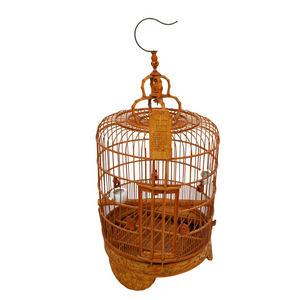 VINTAGE BAMBOO CHINOISERIE BIRD CAGE