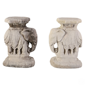 PAIR OF PETITE ELEPHANT GARDEN STOOLS