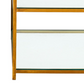 PAIR MID CENTURY THREE TIER BRASS AND GLASS SIDE TABLES