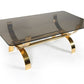MID CENTURY MODERN CURVED BRASS BASE COFFEE TABLE