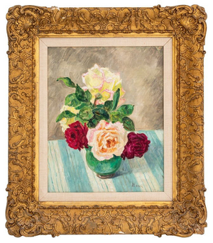 MARIE-LUCIE NESSI-VALTAT FLORAL OIL ON CANVAS STILL LIFE