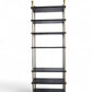 MIXED METALS VINTAGE  ETAGERE WITH FAUX LEATHER SHELVES