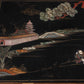 JANSEN STYLE CARVED & PAINTED CHINOISERIE COFFEE TABLE WITH BRASS & STEEL BASE