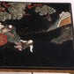 JANSEN STYLE CARVED & PAINTED CHINOISERIE COFFEE TABLE WITH BRASS & STEEL BASE