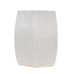 WHITE CERAMIC BAMBOO GARDEN SEAT