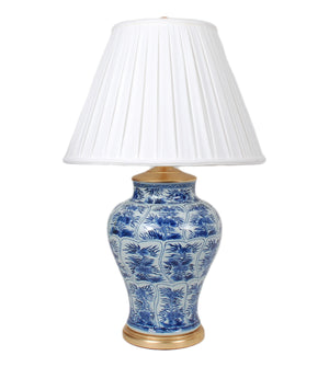 BLUE & WHITE FLORAL CHINESE VASE LAMP